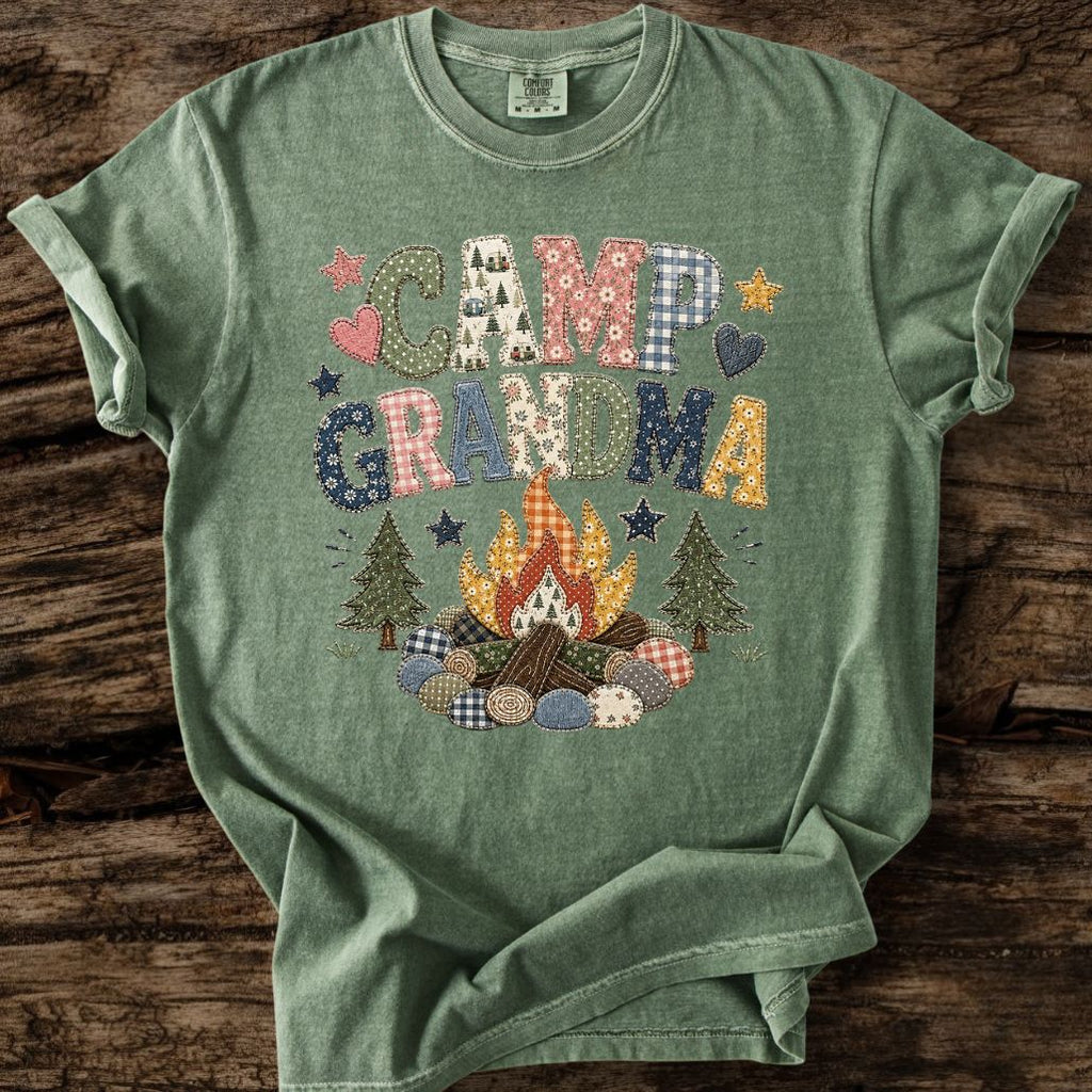 Camp Grandma Faux Patchwork T-Shirt