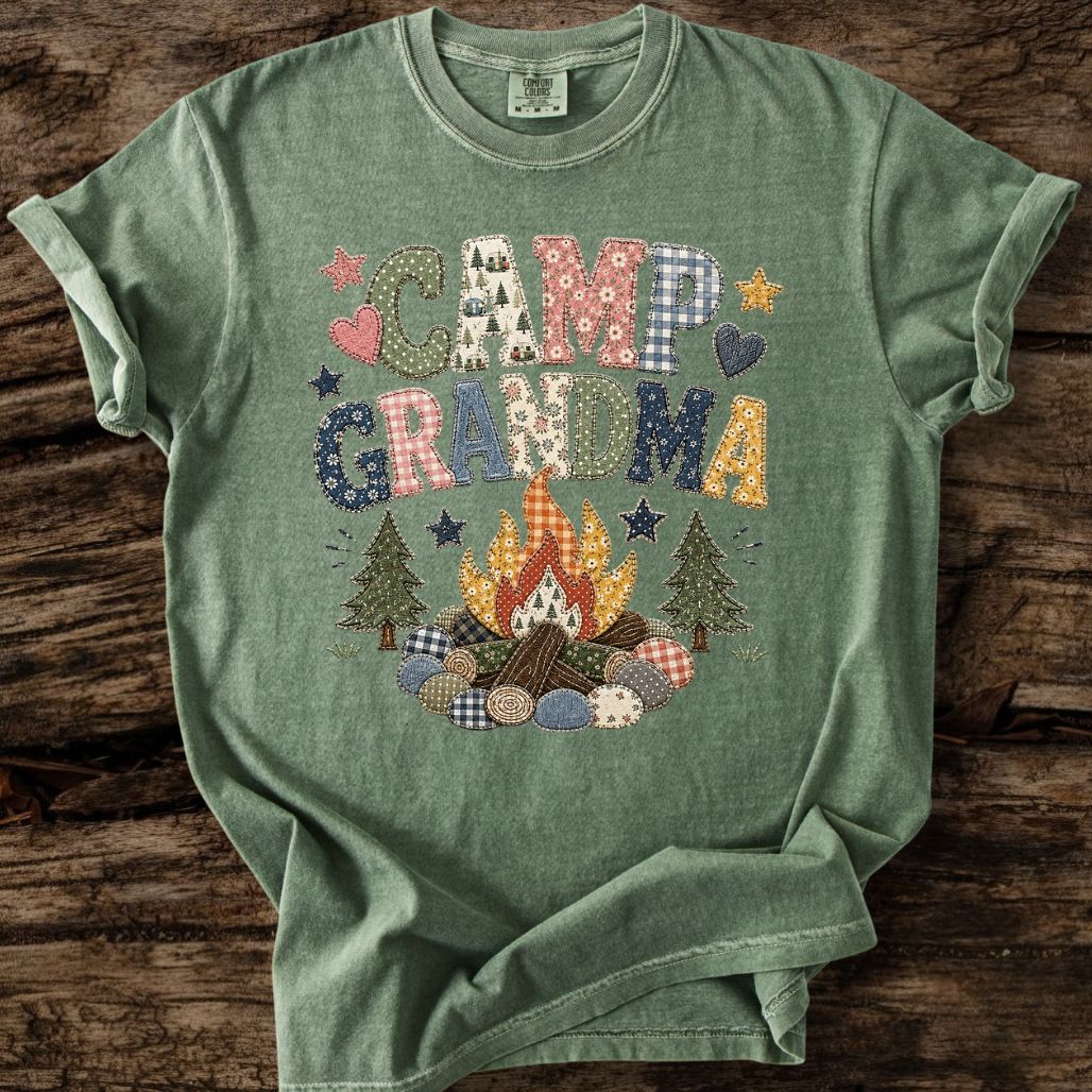 Camp Grandma Faux Patchwork T-Shirt