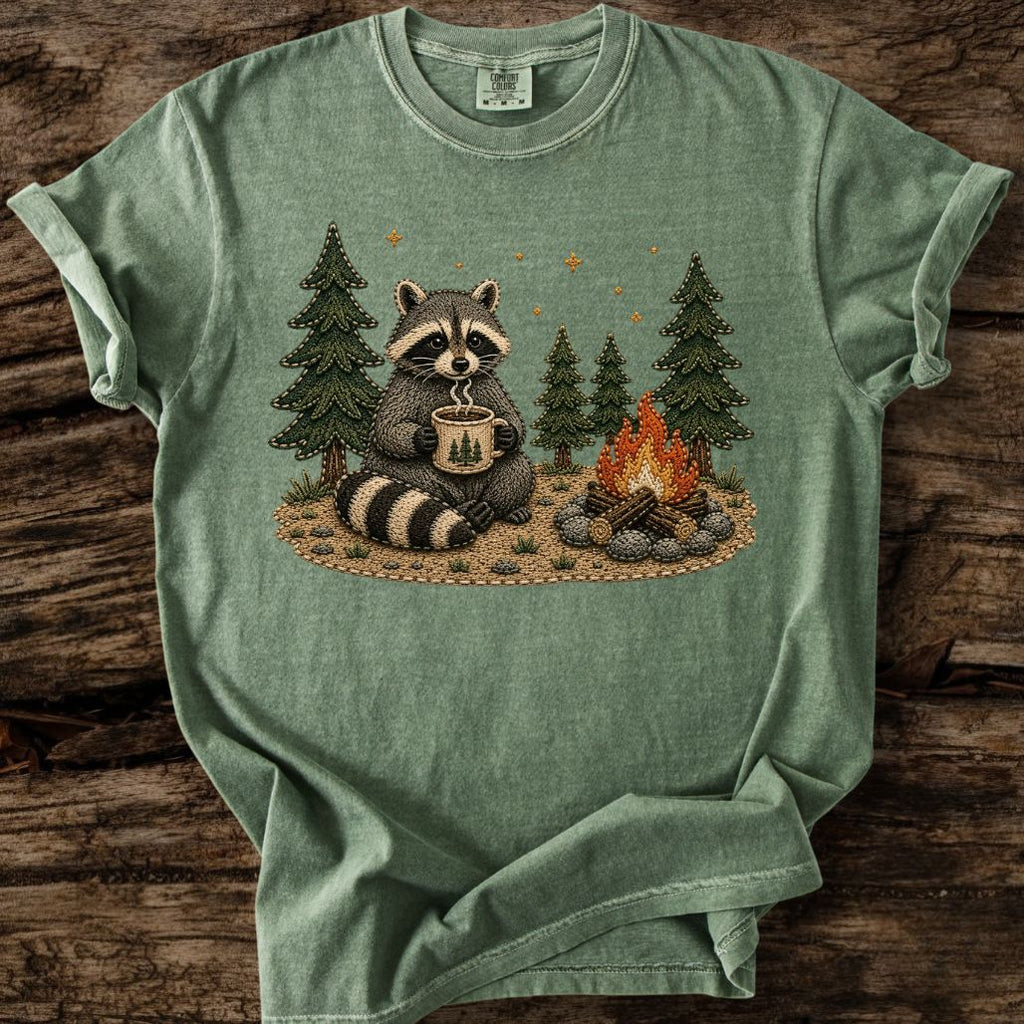Camp Raccoon Faux Patchwork T-Shirt