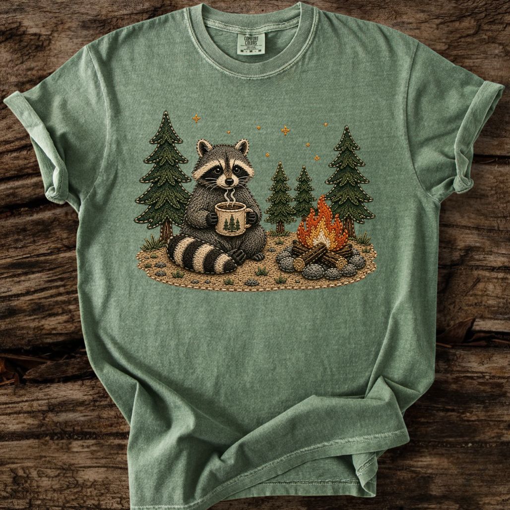 Camp Raccoon Faux Patchwork T-Shirt