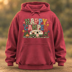 Happy Camper Faux Patchwork Hoodie
