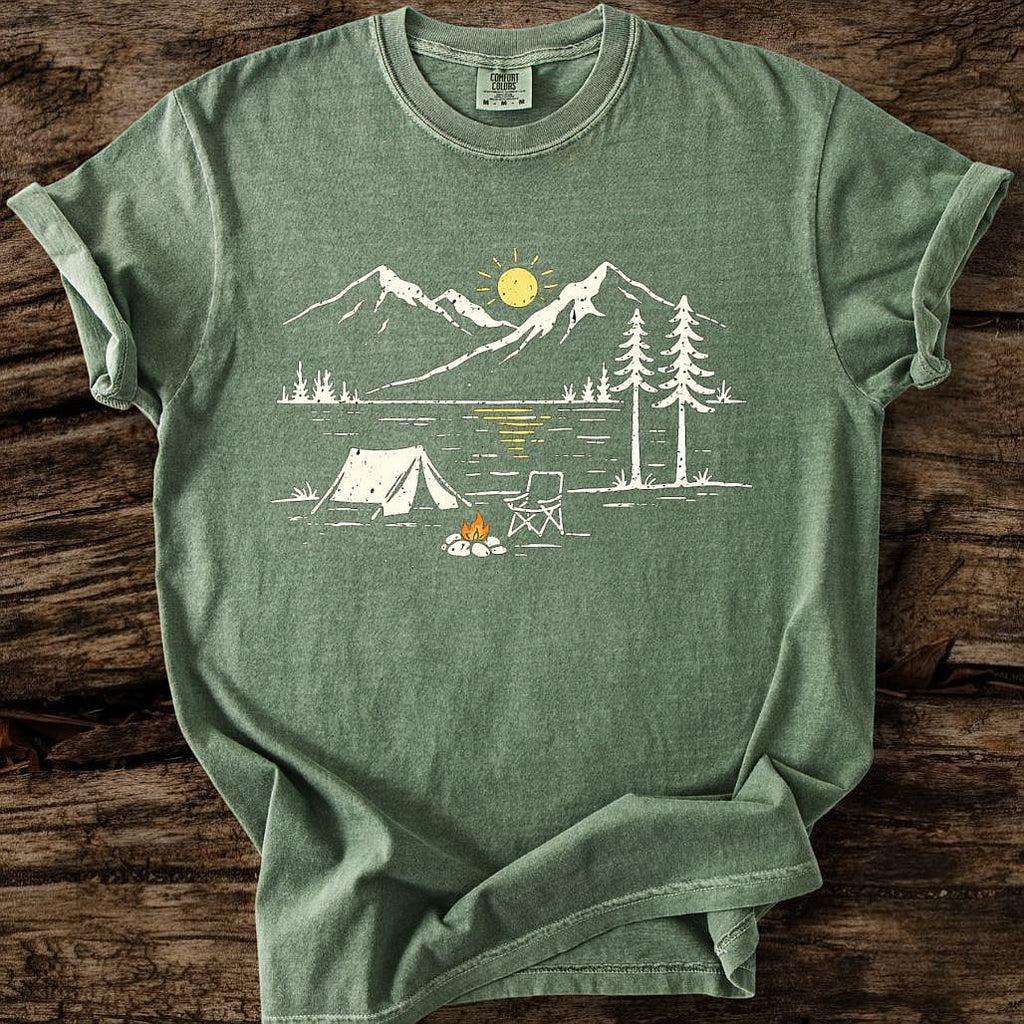 Lakeside Campsite At Sunset T-Shirt