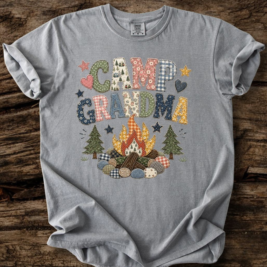Camp Grandma Faux Patchwork T-Shirt