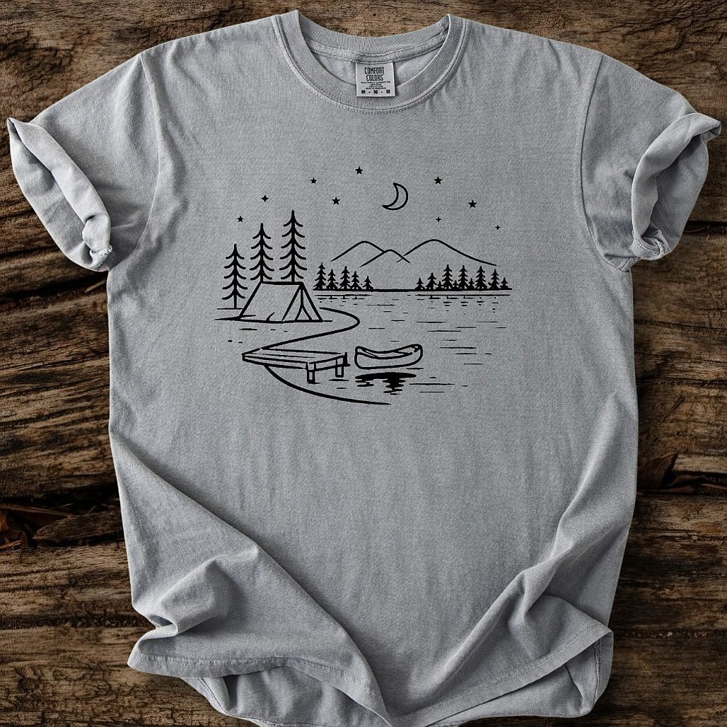 Crescent Moon Over Lake T-Shirt