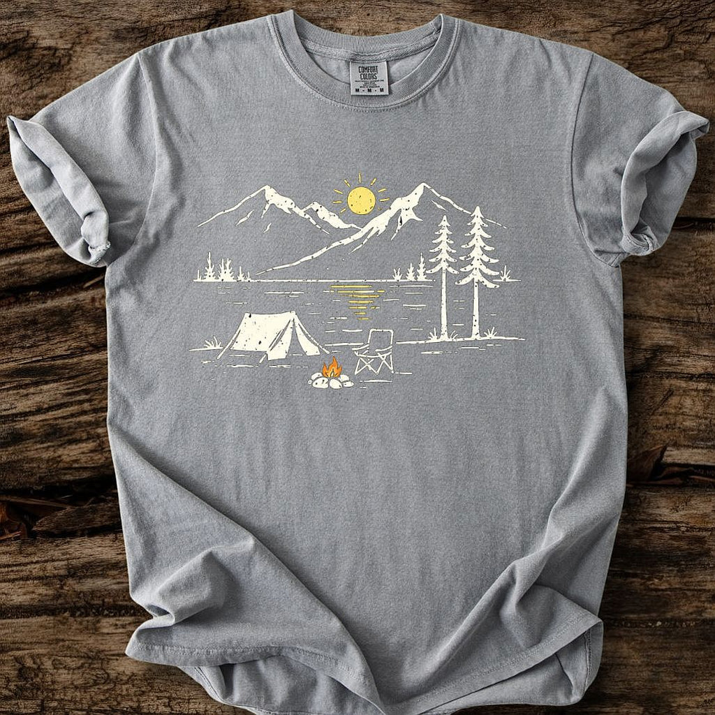 Lakeside Campsite At Sunset T-Shirt