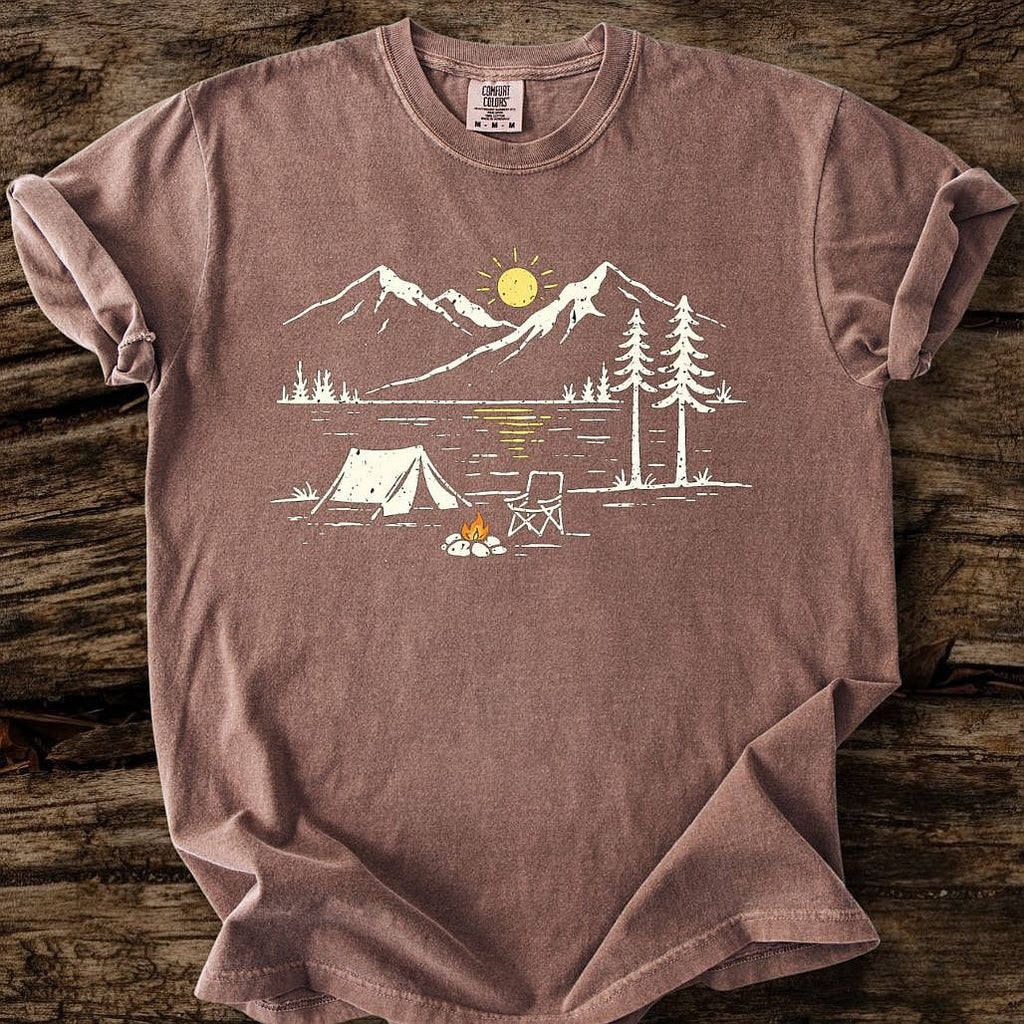 Lakeside Campsite At Sunset T-Shirt