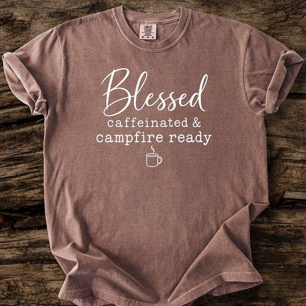 Blessed Caffeinated & Campfire Ready T-Shirt