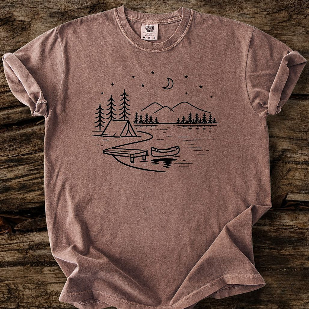 Crescent Moon Over Lake T-Shirt