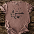 Crescent Moon Over Lake T-Shirt