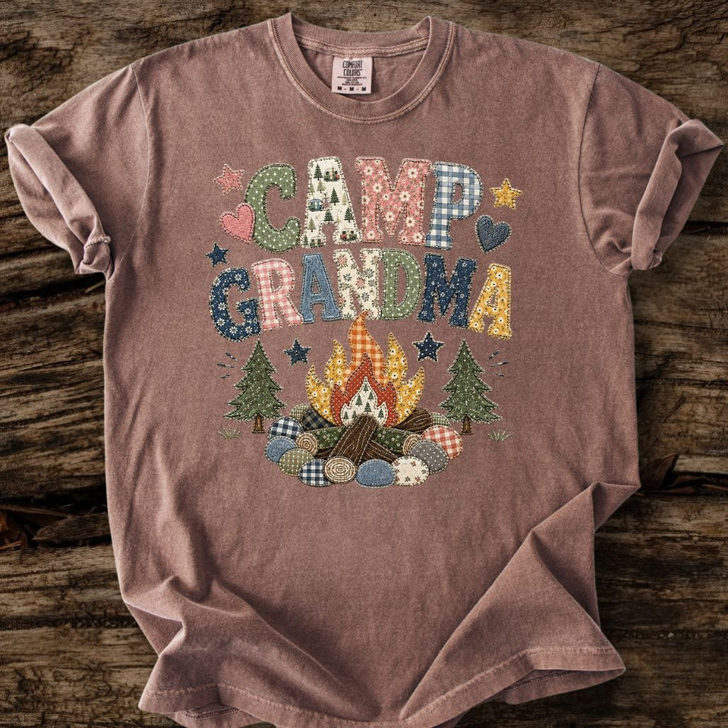 Camp Grandma Faux Patchwork T-Shirt