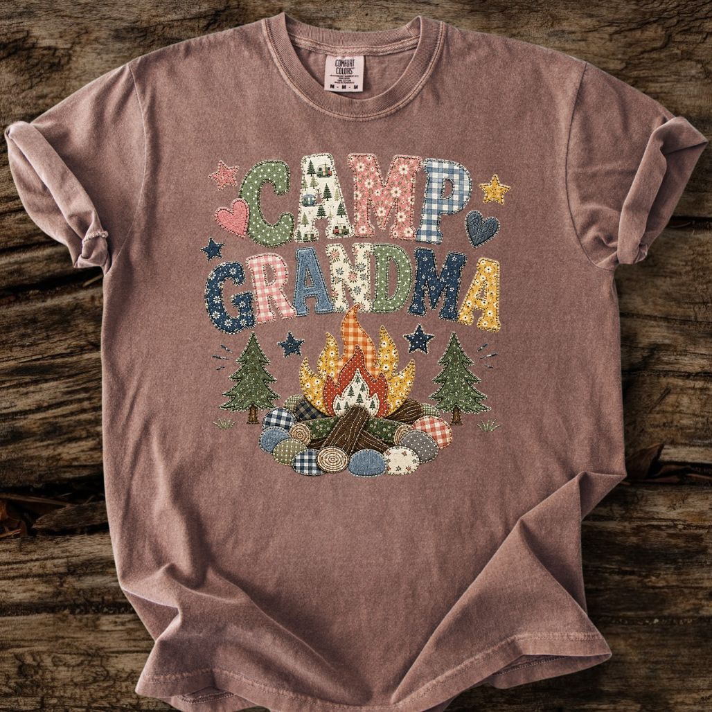 Camp Grandma Faux Patchwork T-Shirt