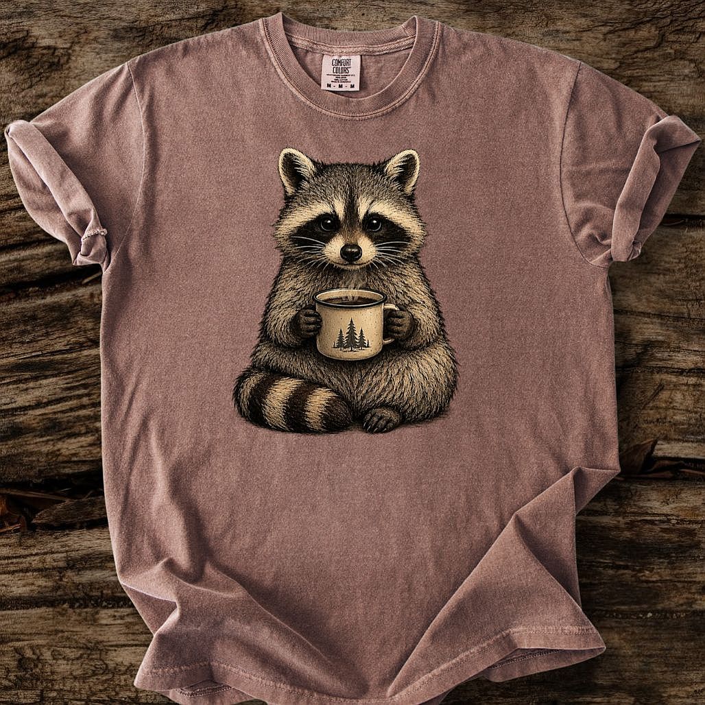 Camp Coffee Raccoon T-Shirt