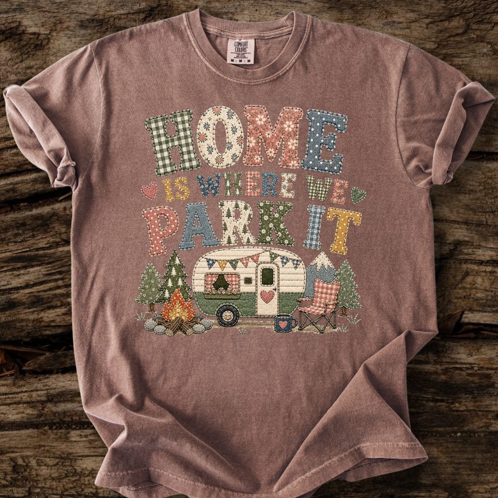 Home Is Where We Park It Faux Patchwork T-Shirt