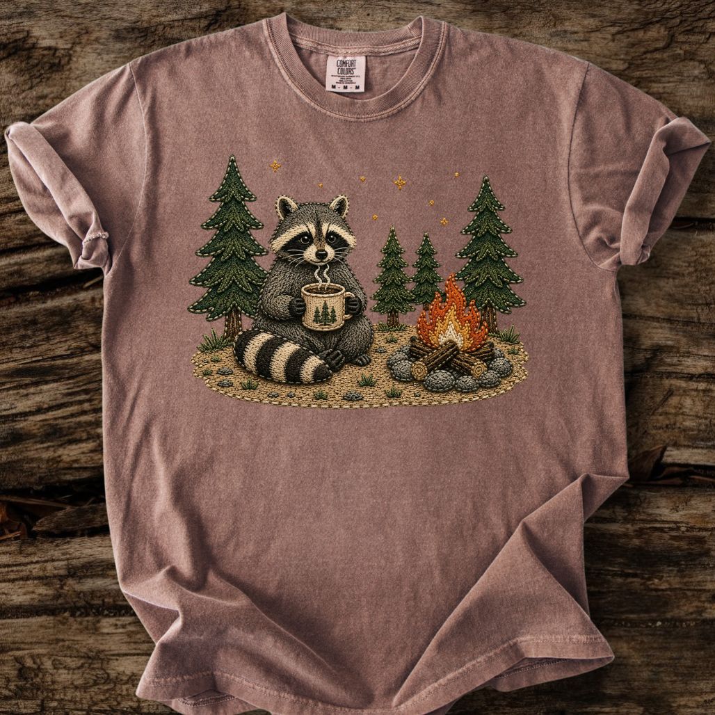 Camp Raccoon Faux Patchwork T-Shirt
