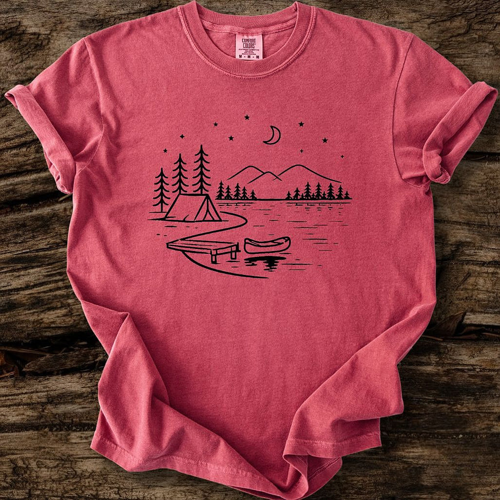 Crescent Moon Over Lake T-Shirt
