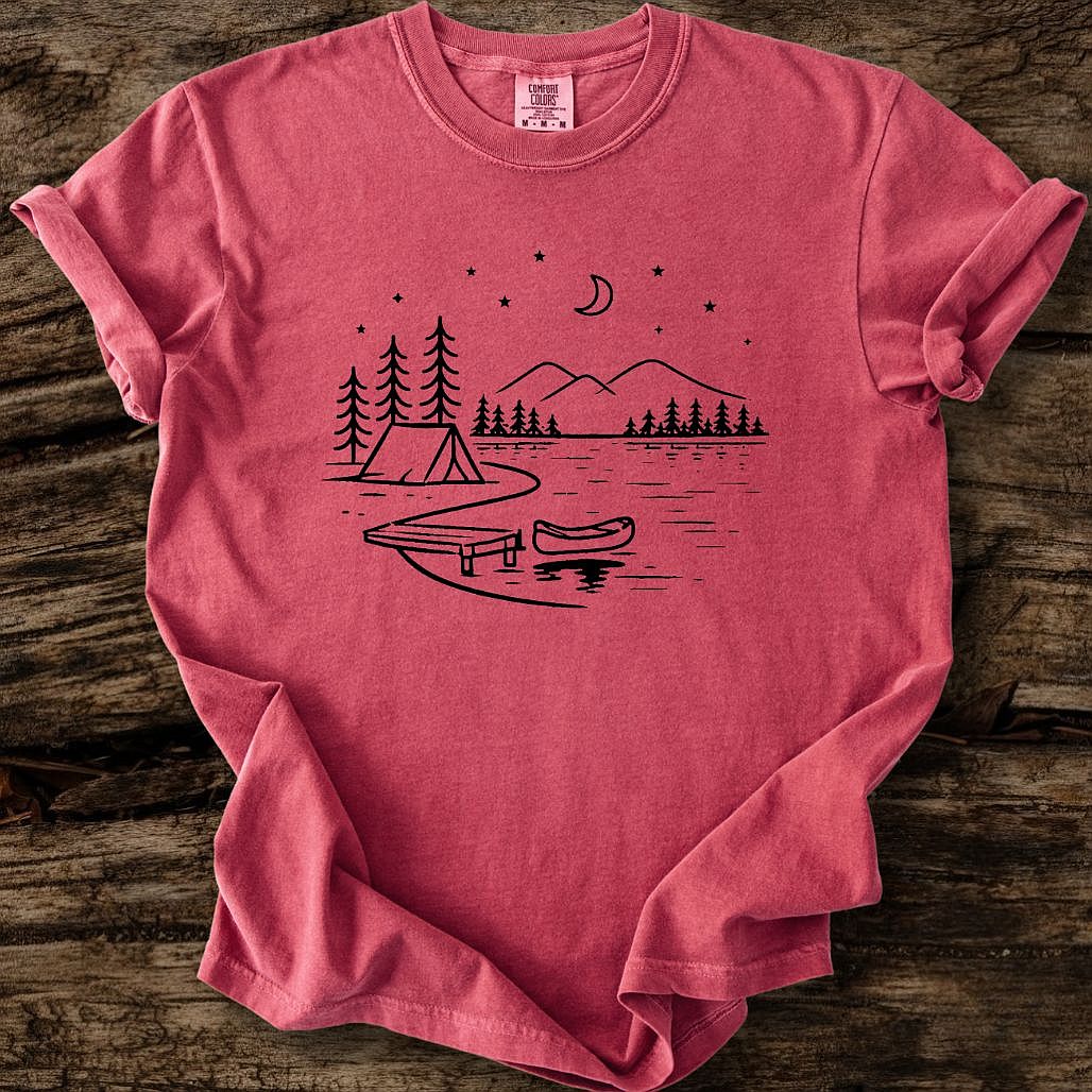 Crescent Moon Over Lake T-Shirt