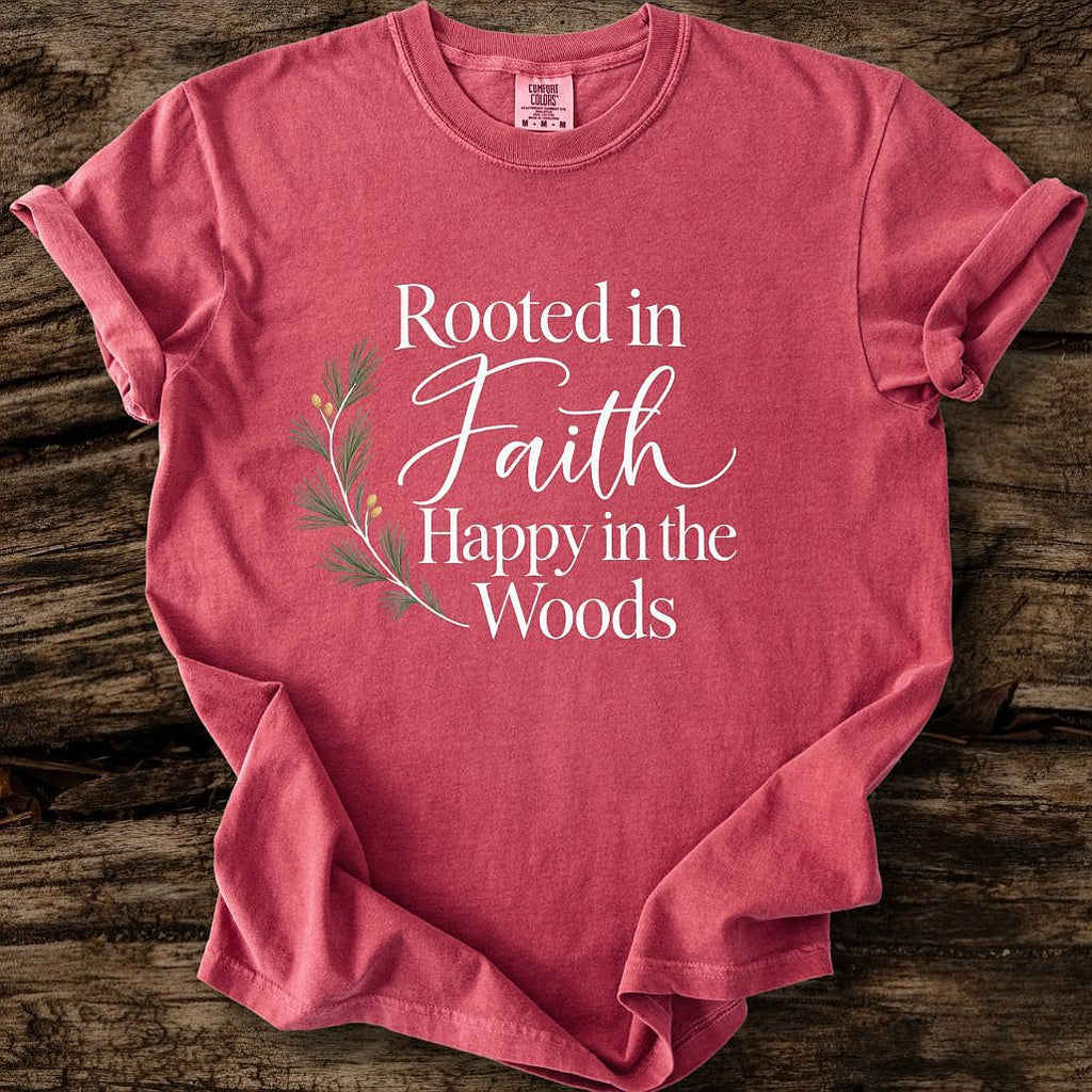 Rooted In Faith Happy In The Woods T-Shirt