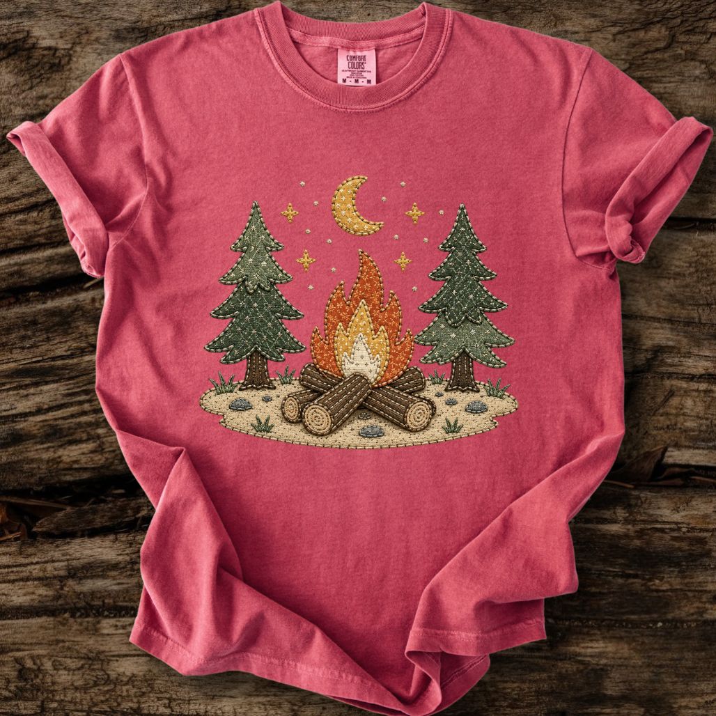 Midnight Campfire Faux Patchwork T-Shirt