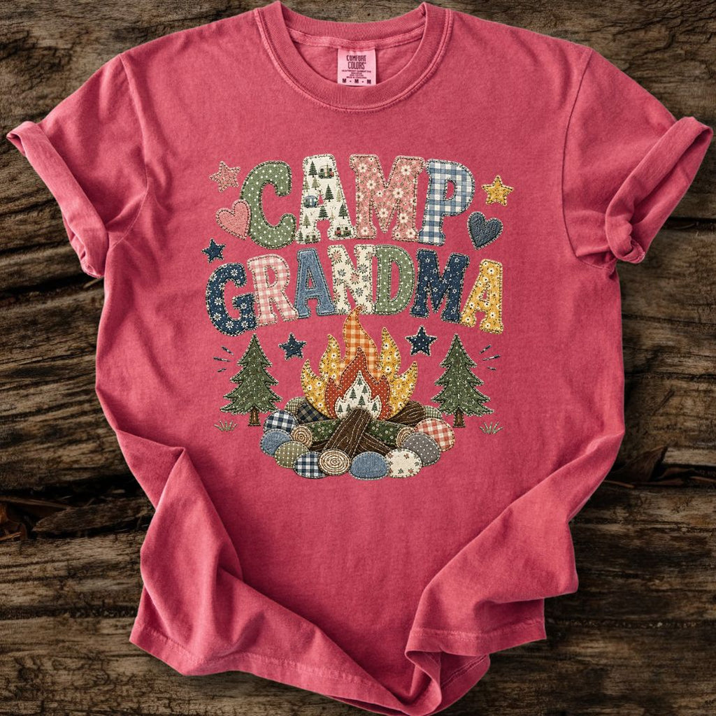 Camp Grandma Faux Patchwork T-Shirt