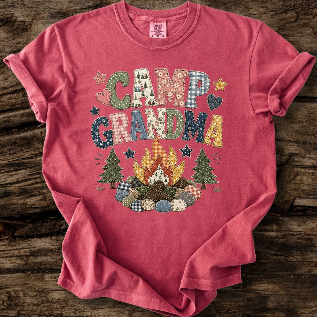 Camp Grandma Faux Patchwork T-Shirt