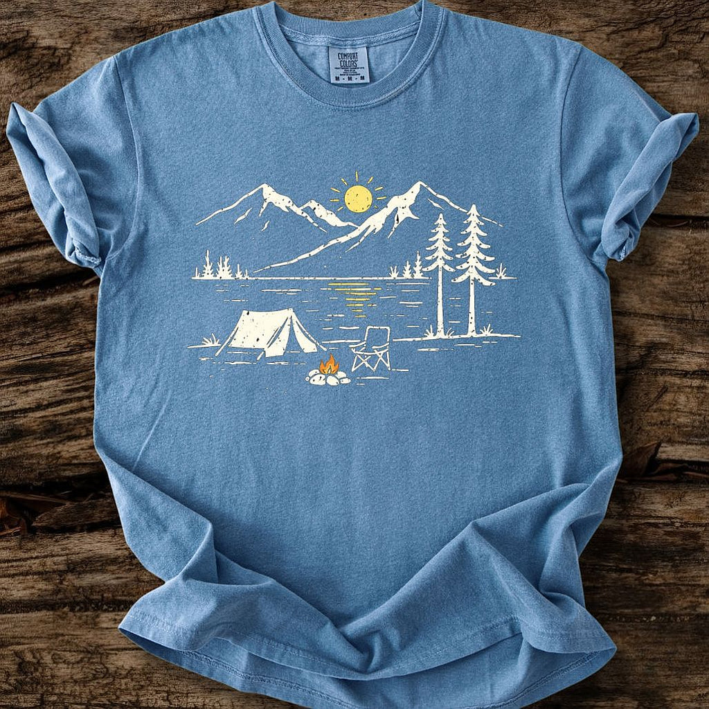 Lakeside Campsite At Sunset T-Shirt