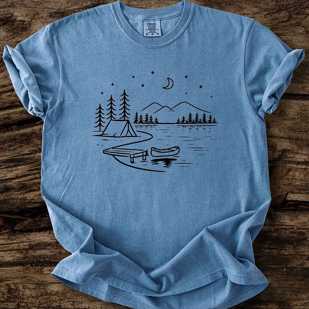 Crescent Moon Over Lake T-Shirt
