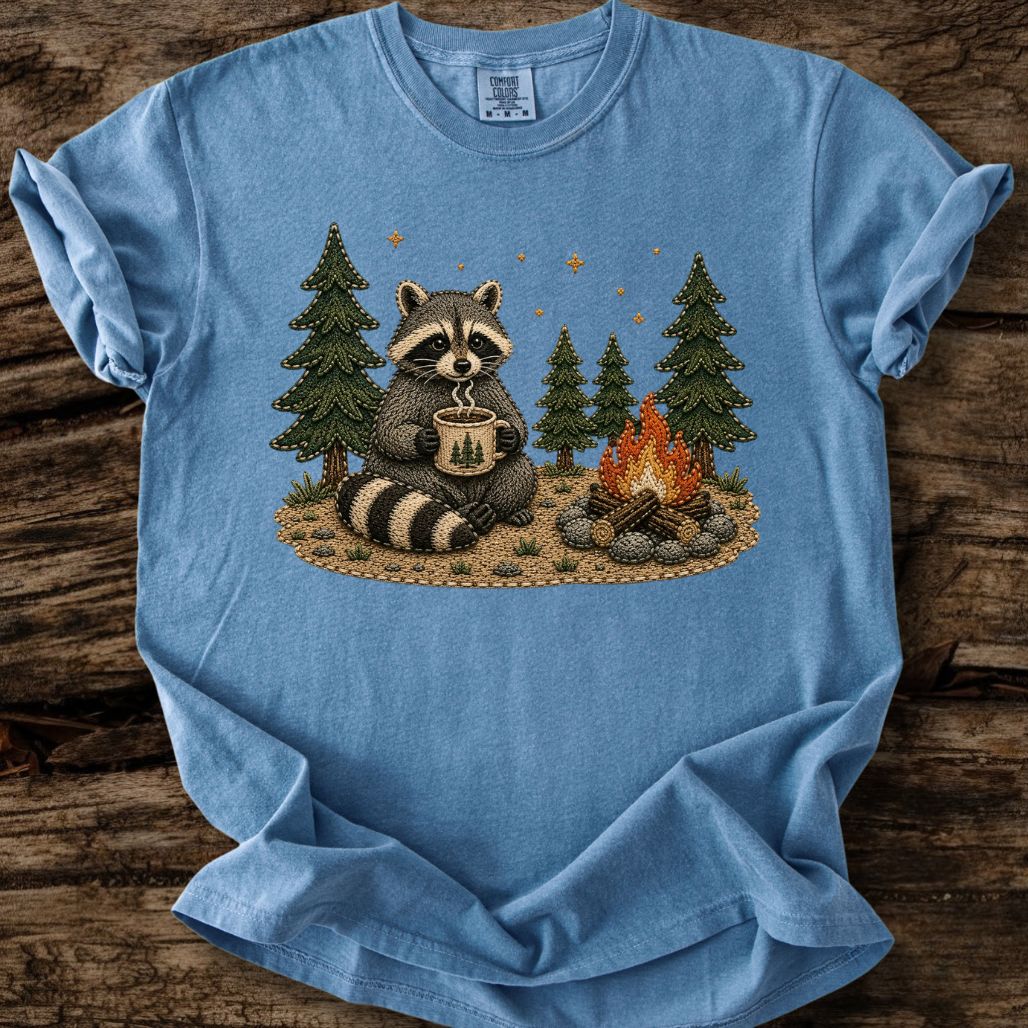 Camp Raccoon Faux Patchwork T-Shirt