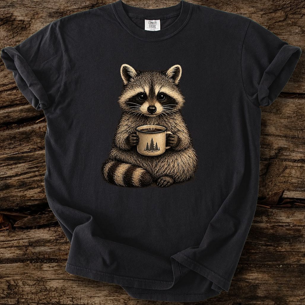 Camp Coffee Raccoon T-Shirt