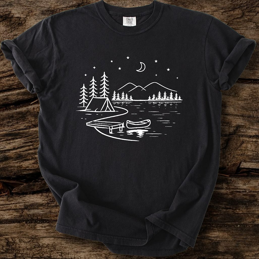 Crescent Moon Over Lake T-Shirt