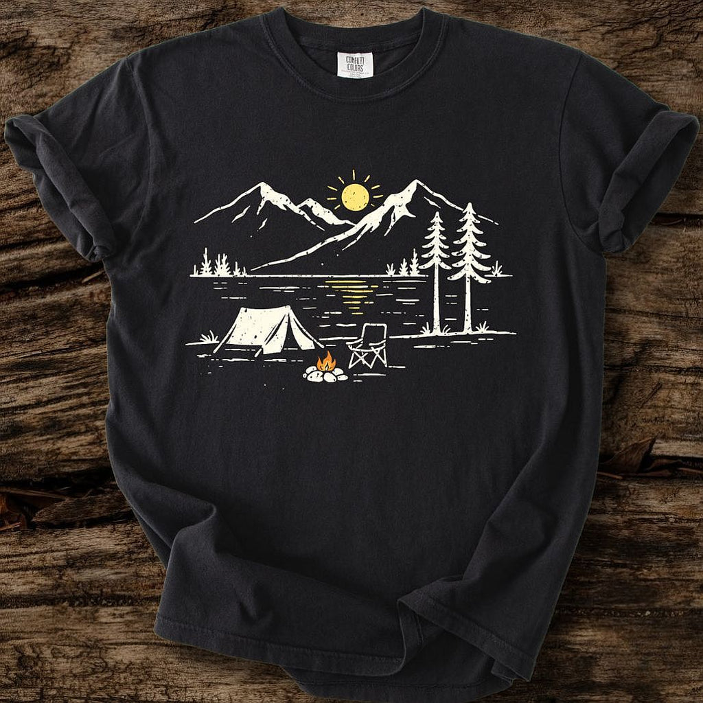 Lakeside Campsite At Sunset T-Shirt