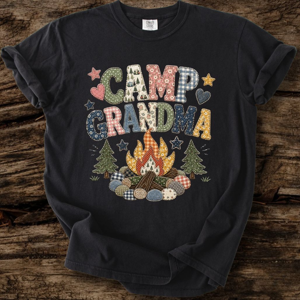 Camp Grandma Faux Patchwork T-Shirt