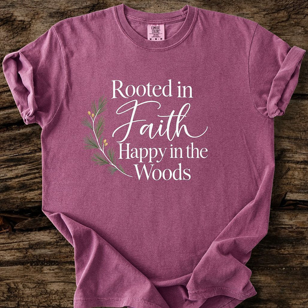 Rooted In Faith Happy In The Woods T-Shirt