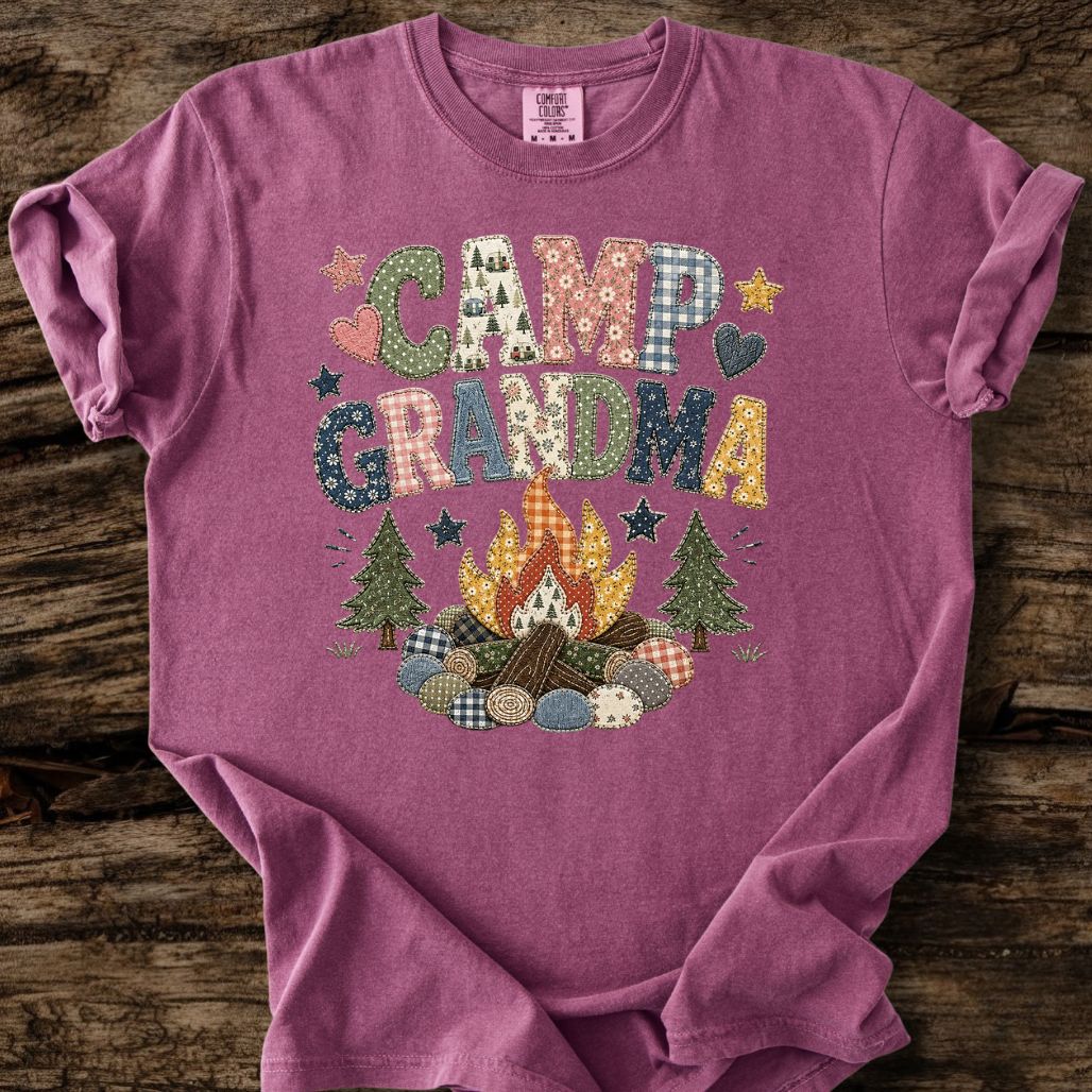 Camp Grandma Faux Patchwork T-Shirt