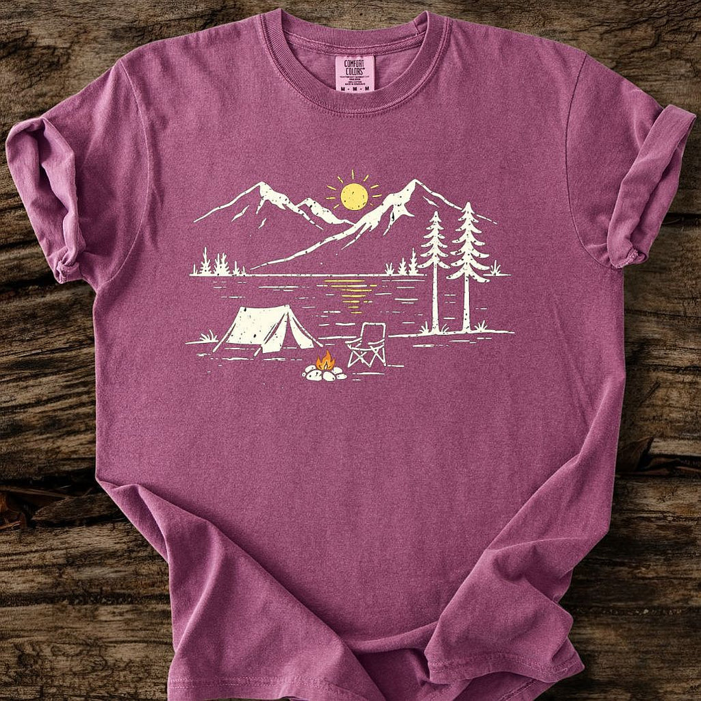 Lakeside Campsite At Sunset T-Shirt