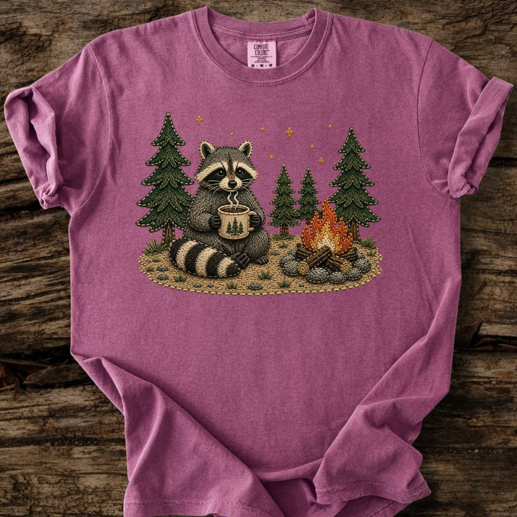 Camp Raccoon Faux Patchwork T-Shirt