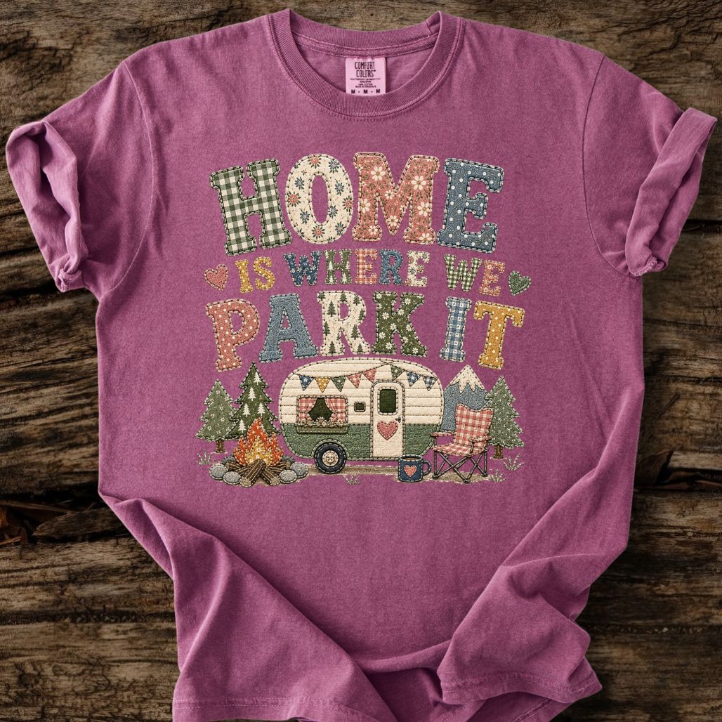 Home Is Where We Park It Faux Patchwork T-Shirt